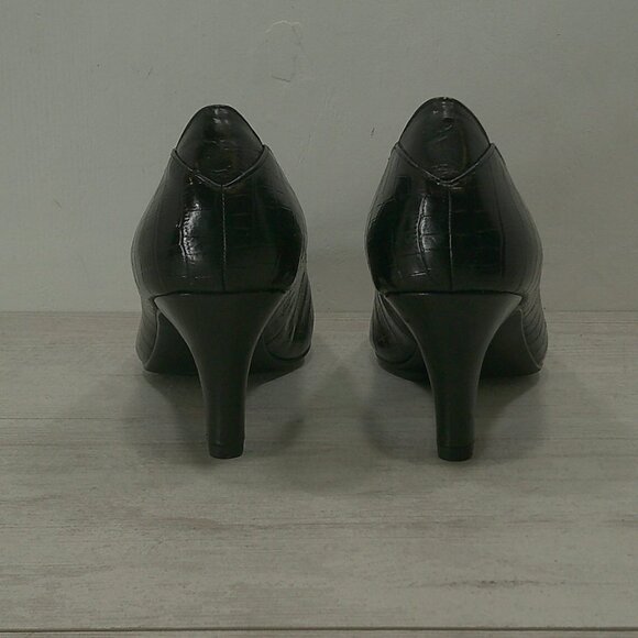 Life Stride Croc Embossed Black Klarissa Classic Comfort Kitten heel Size 11 - Picture 5 of 11